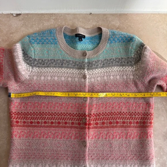 Talbots Pastel Multicolor Fairisle Stripe Lambswool Round Neck Womens Size M - Picture 9 of 12